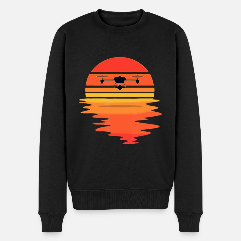 Retro Drohnenpilot - Vintage Sunset Aviator Flyings - Männer Premium Bio Pullover - Schwarz