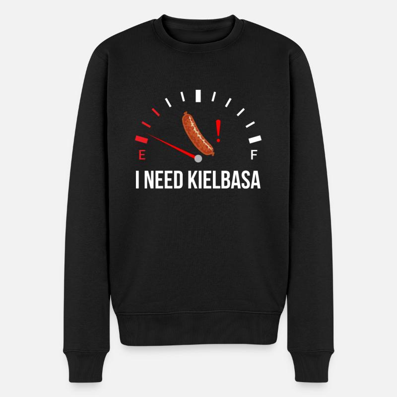 i need Kielbasa, kielbasa - Männer Premium Bio Pullover - Schwarz