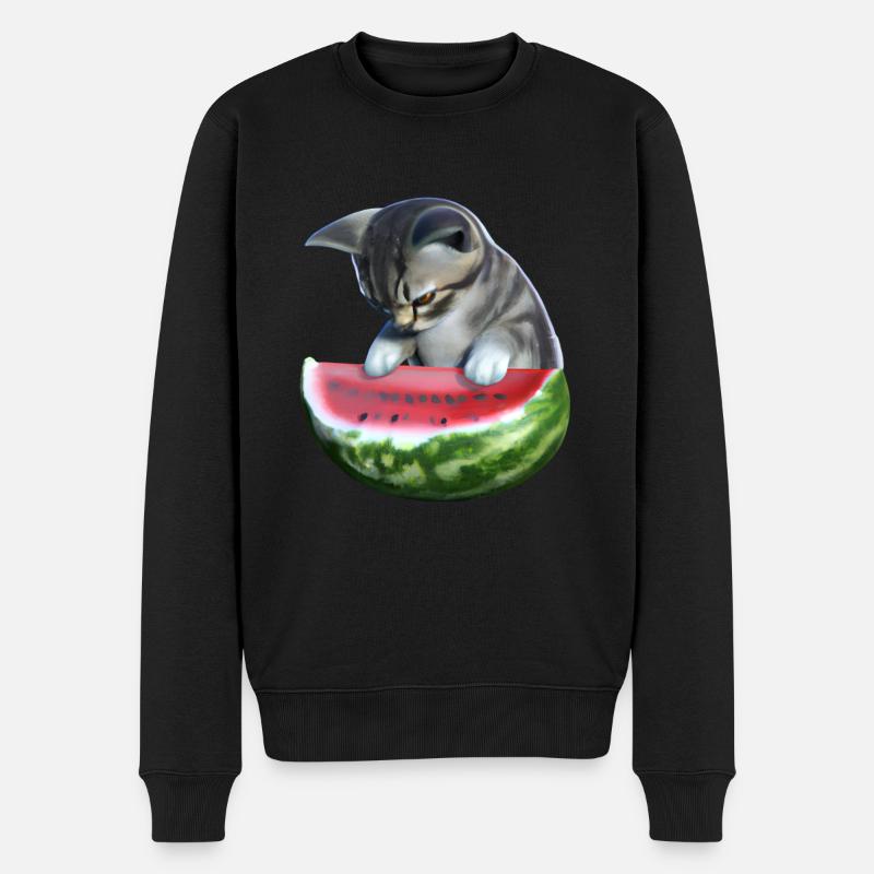 Chat et pastèque - Pull Premium bio Homme - noir