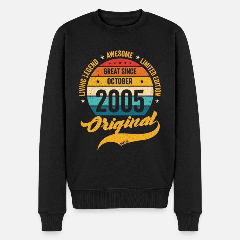 Retro 18 Jahre Oktober 2005 Geburtstag Vintage - Männer Premium Bio Pullover - Schwarz