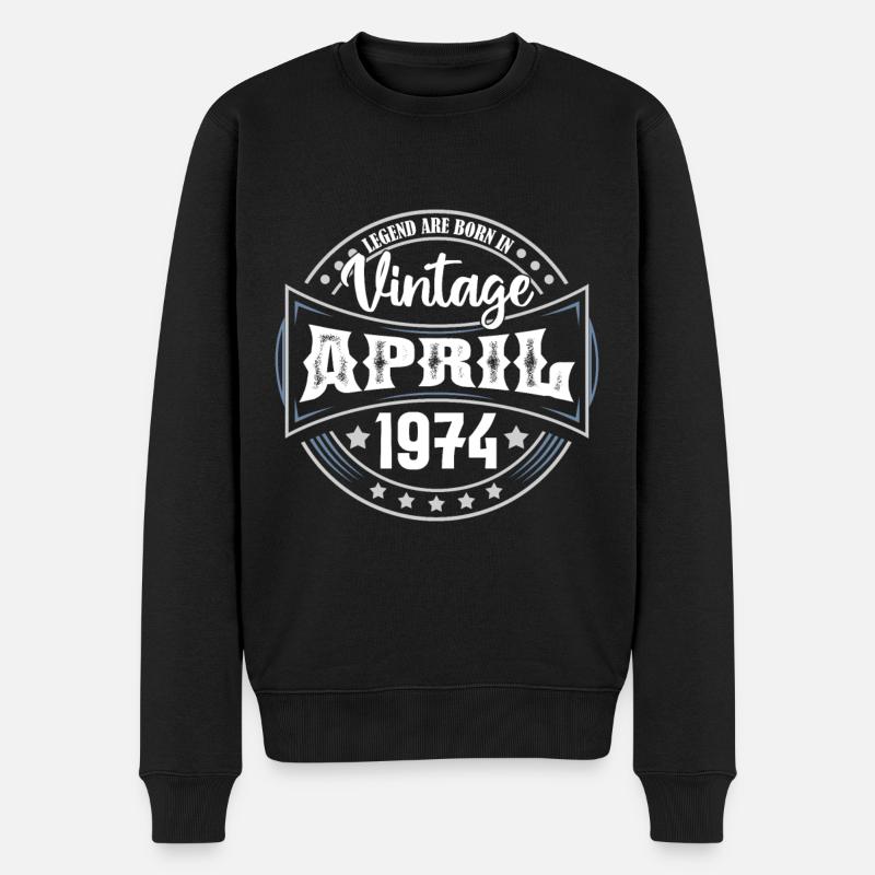 April 1974. Geburtstagsgeschenk April 1974 April - Männer Premium Bio Pullover - Schwarz