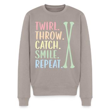 Swirl. Throw. Catch. Smile. Try again. Begged - Men's Premium Organic Jumper - taupe - Front - Nico (187cm)