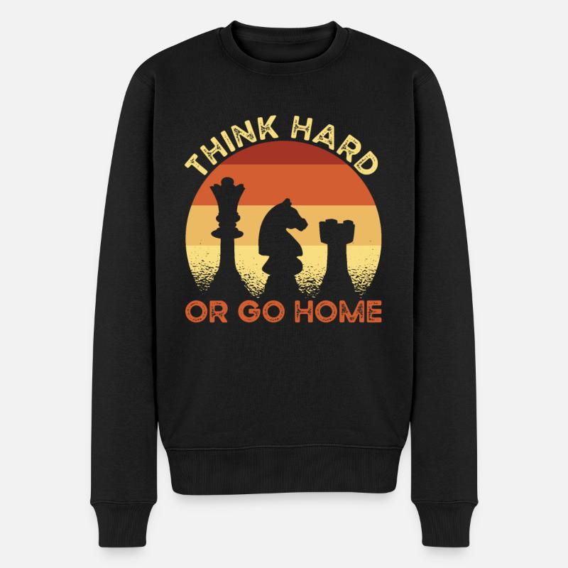 Chess Think Hard - Men's Premium Organic Jumper - black