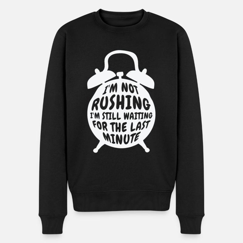 Prokrastinierender Wecker Prokrastinator Arbeit - Männer Premium Bio Pullover - Schwarz