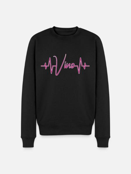 Wine Vino heartbeat - Men's Premium Organic Jumper - black