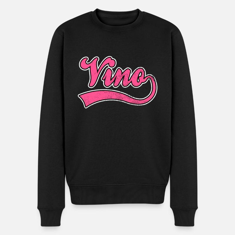 Lettrage Vino vin - Pull Premium bio Homme - noir