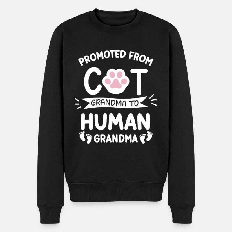 Befördert von der Katzen-Oma zur menschlichen Oma Baby - Männer Premium Bio Pullover - Schwarz