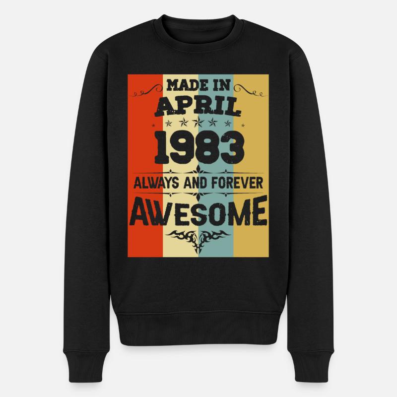 April 1983 Vintage Jahrgang Geburtstag - Männer Premium Bio Pullover - Schwarz