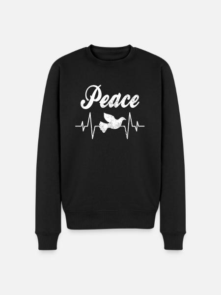 Peace Dove Heartbeat - Men's Premium Organic Jumper - black