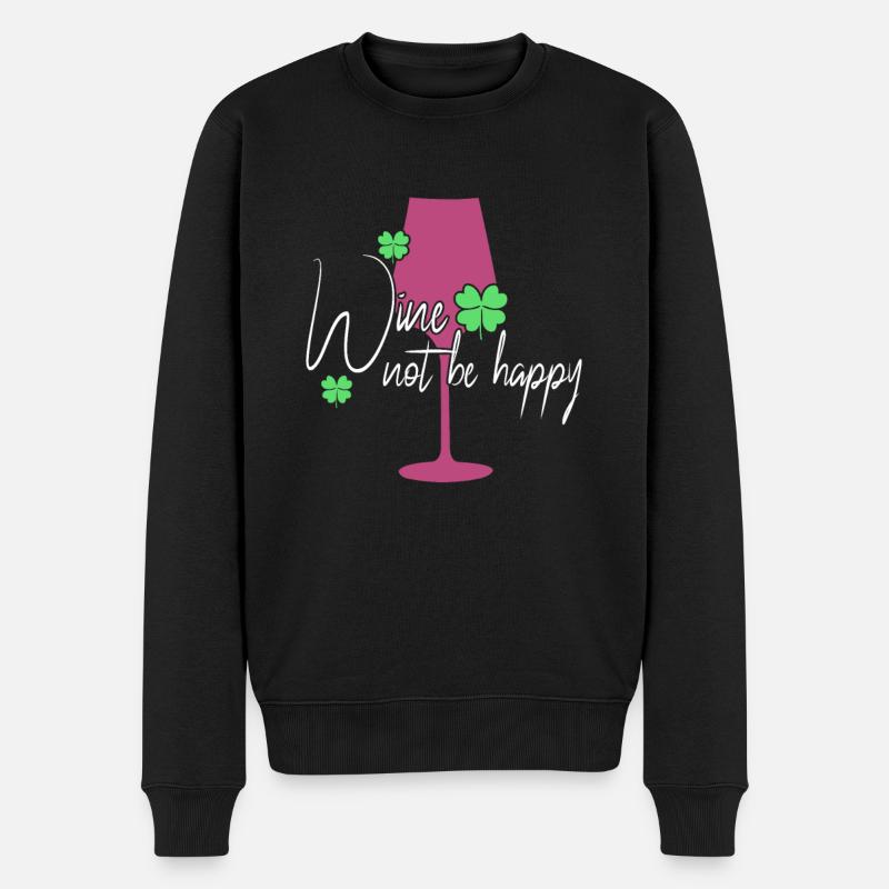 Wein Glück Spruch - Männer Premium Bio Pullover - Schwarz