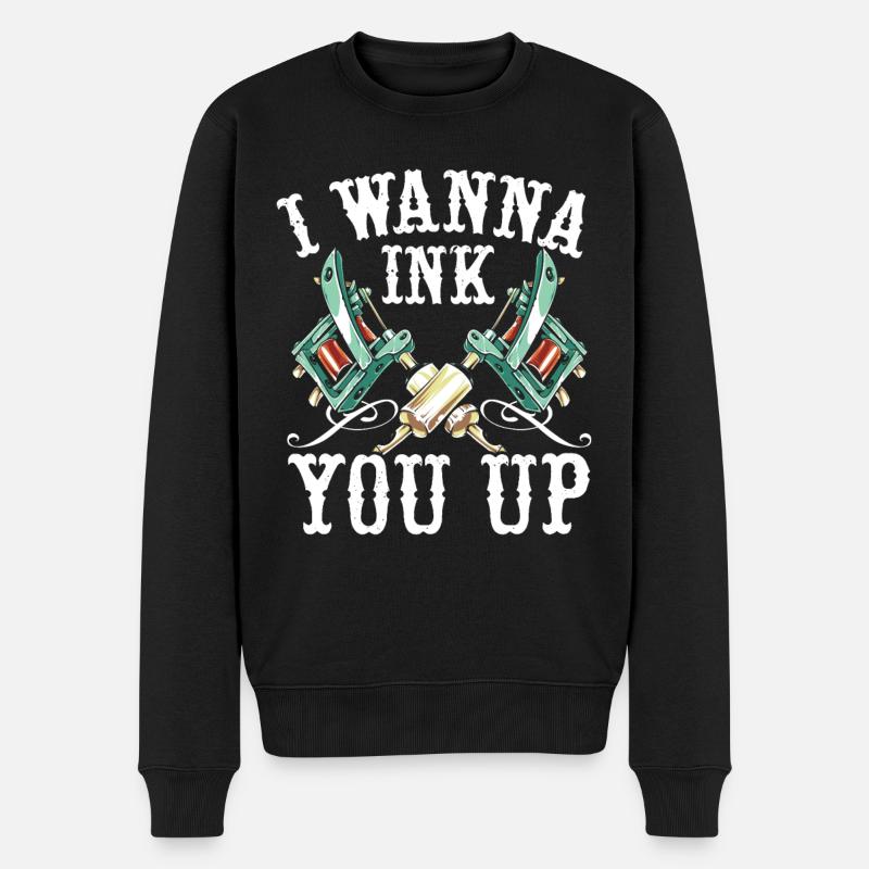 Ich will dich einfärben Tätowierer Tätowierung Tat - Männer Premium Bio Pullover - Schwarz