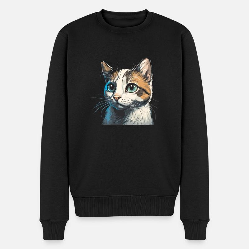 Dessin de chat mignon - Pull Premium bio Homme - noir