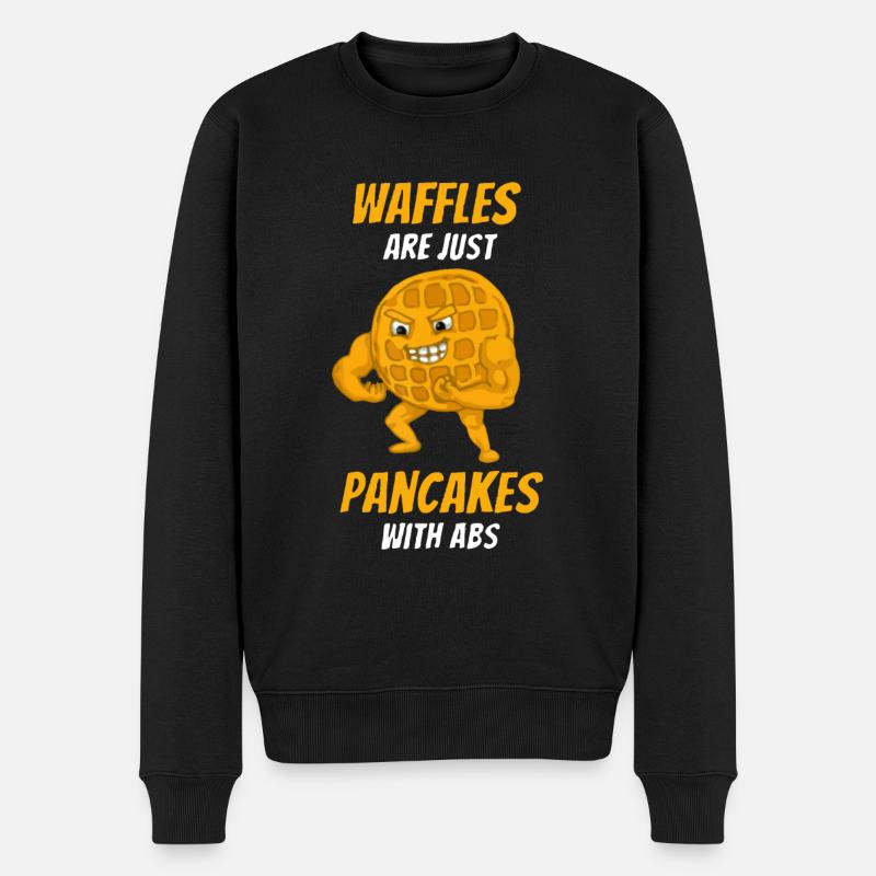 Waffeln sind nur Pfannkuchen mit Bauchmuskeln - Männer Premium Bio Pullover - Schwarz