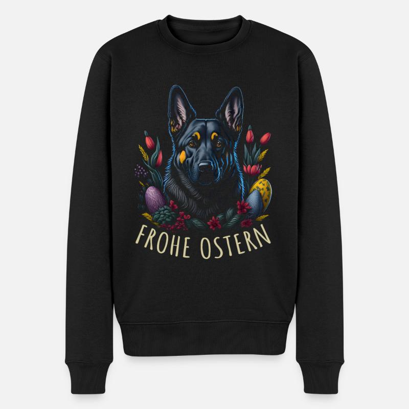 Ostern Frühling Deutscher Schäferhund - Männer Premium Bio Pullover - Schwarz