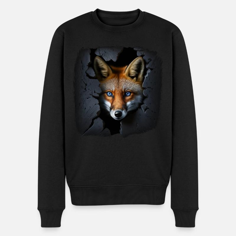 Fox Wall Blue Eyes Cadeau Animal Mignon Mignon - Pull Premium bio Homme - noir
