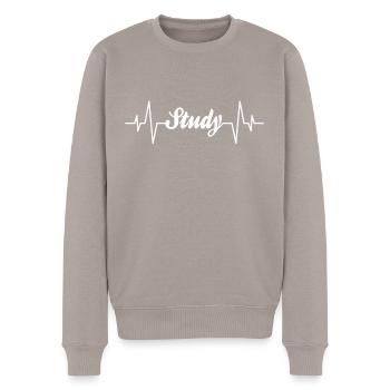 Studieren Herzschlag - Männer Premium Bio Pullover - Taupe - Vorne - Nico (187cm)