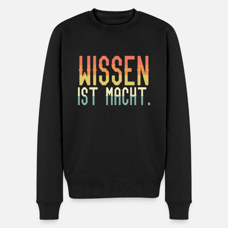 Wissen ist Macht - Männer Premium Bio Pullover - Schwarz