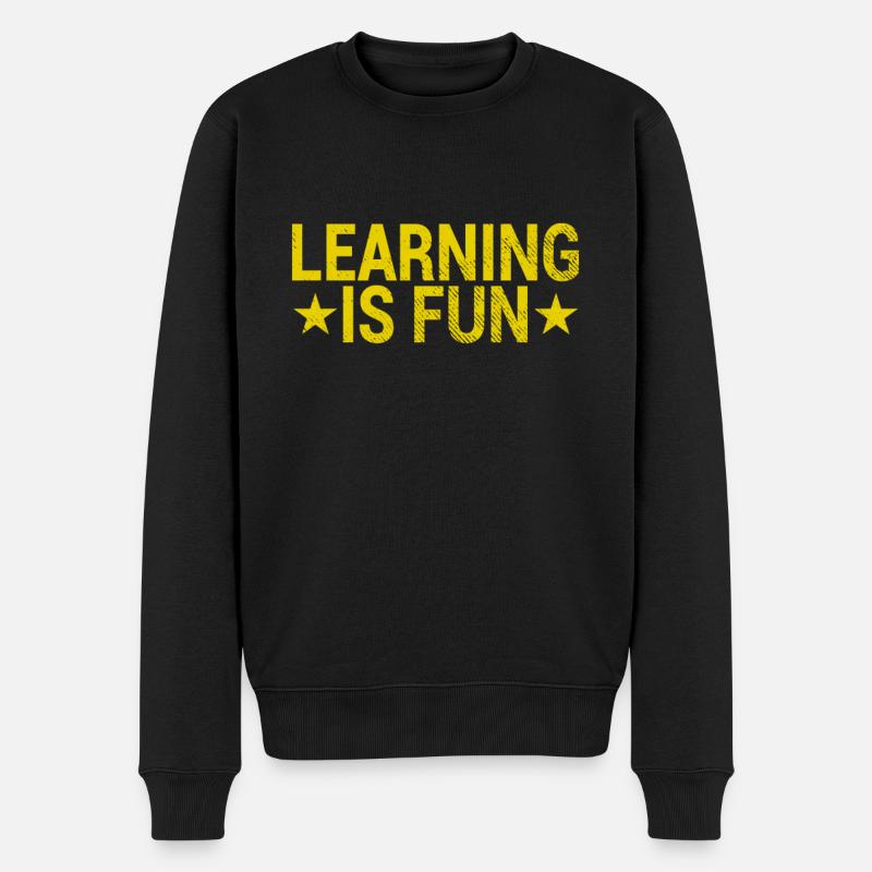 Lernen Spaß Spruch - Männer Premium Bio Pullover - Schwarz