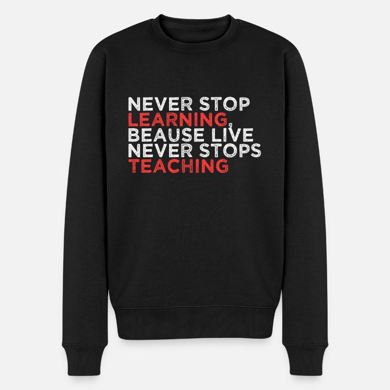 Lernen Spruch - Männer Premium Bio Pullover - Schwarz