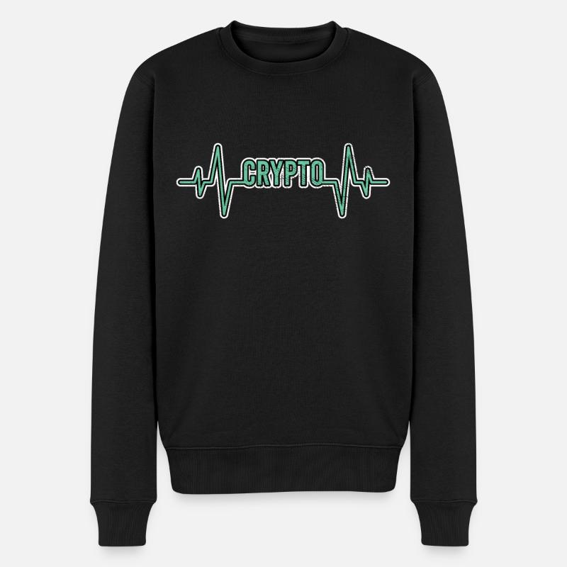Krypto Kryptowährung Herzschlag - Männer Premium Bio Pullover - Schwarz