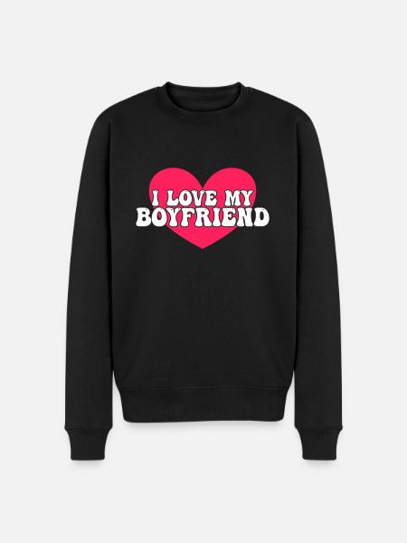 I love my boyfriend - Men's Premium Organic Jumper - black