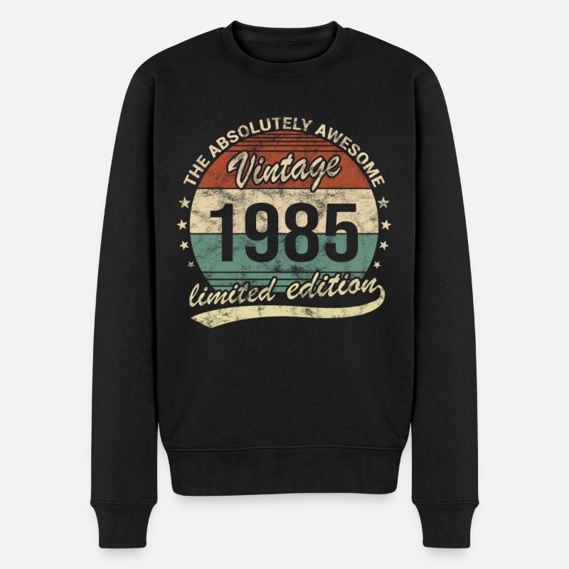 Awesome Since Vintage 1985 Retro Geburtstag Design - Männer Premium Bio Pullover - Schwarz