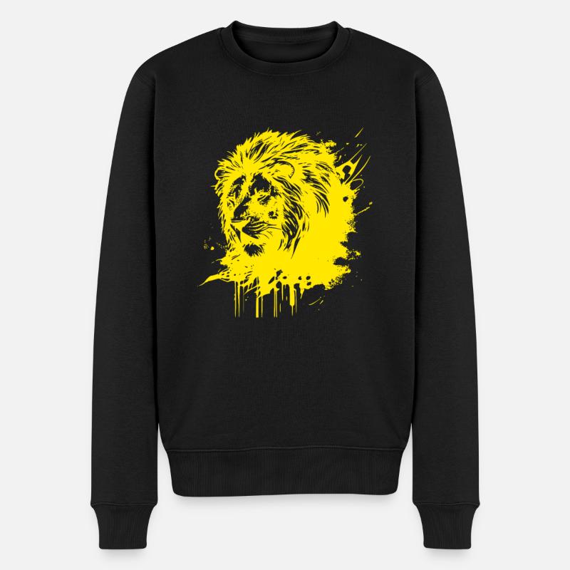 Löwe Löwenkopf - Männer Premium Bio Pullover - Schwarz