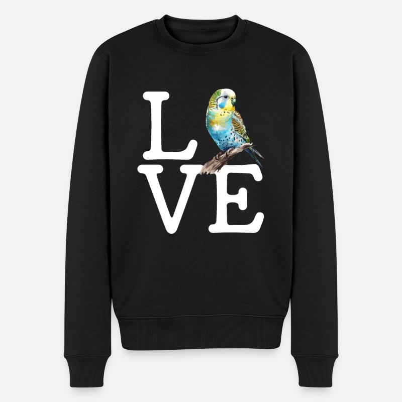 budgerigar parakeet, Budgie - Männer Premium Bio Pullover - Schwarz