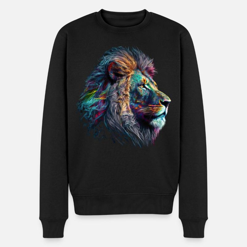 Löwe Kunst Geschenk Kunstwerk Tier Tiermotiv - Männer Premium Bio Pullover - Schwarz