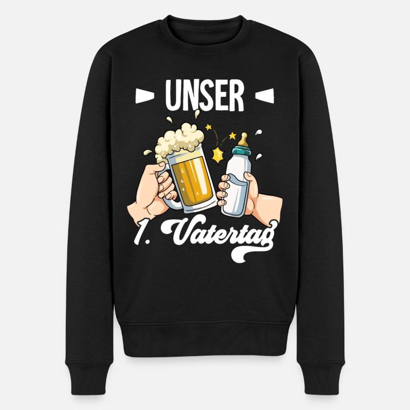 Erster Vatertag - Männer Premium Bio Pullover - Schwarz