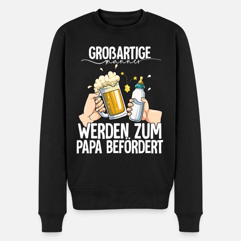Großartige Männer Werden Zum Papa Befördert - Männer Premium Bio Pullover - Schwarz