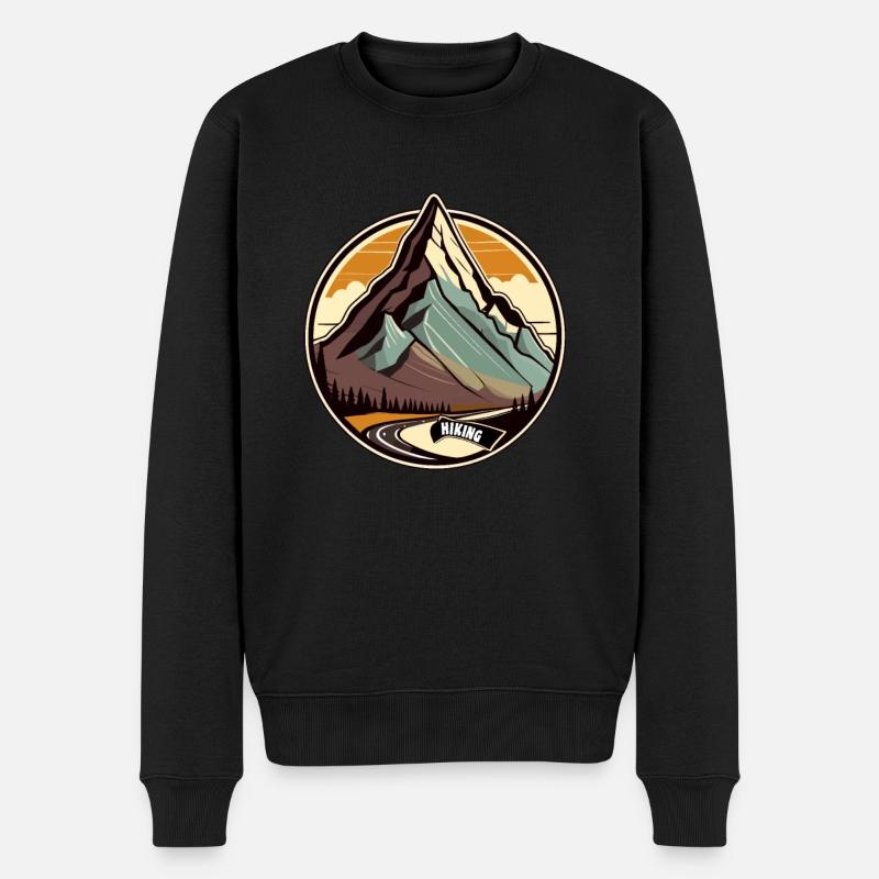 Berge Wandern - Männer Premium Bio Pullover - Schwarz