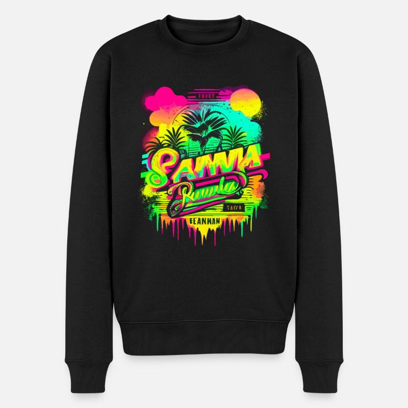 Retro Sommer - Männer Premium Bio Pullover - Schwarz