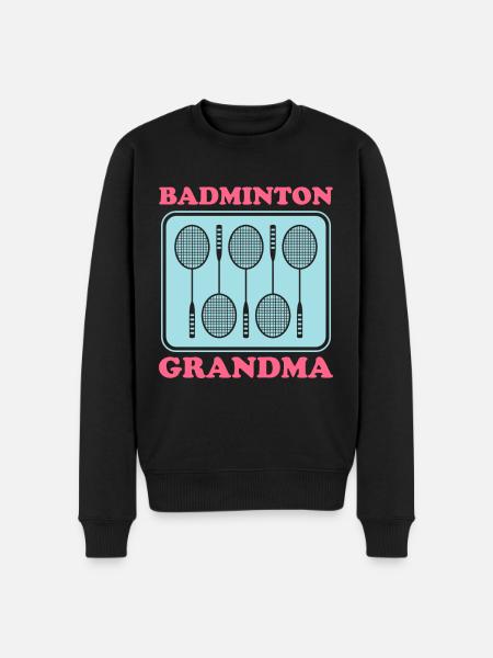 Badminton Grandma Badminton Player Gift - Men's Premium Organic Jumper - black