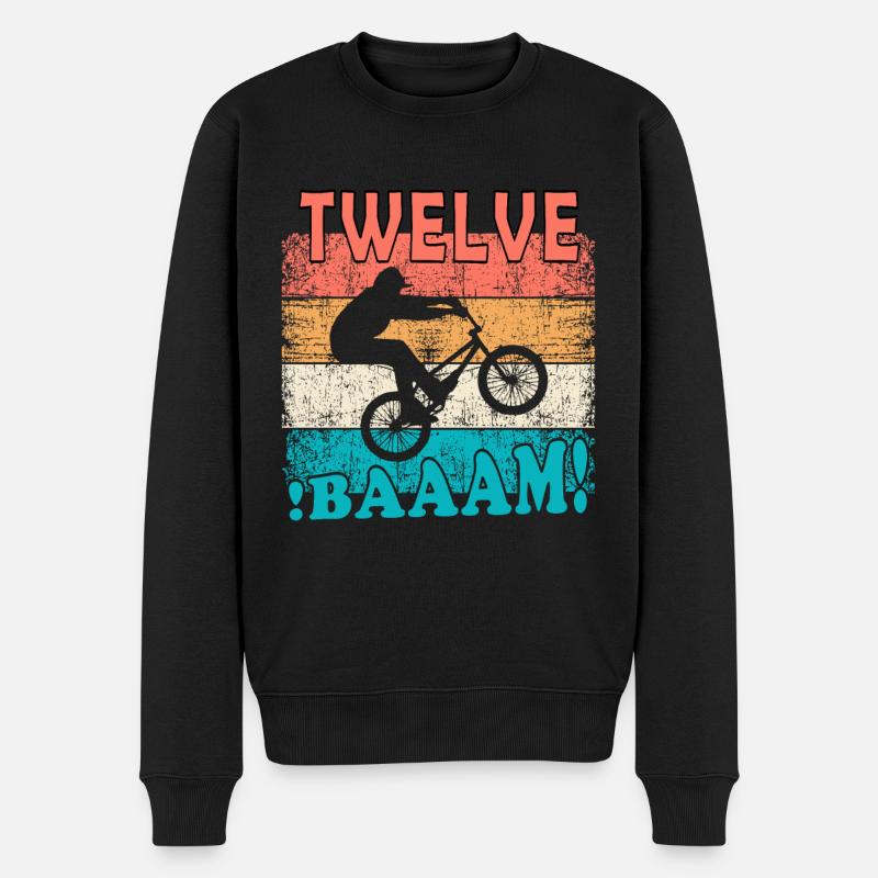 12 Geburtstag Bmx Fahrrad 12 Jahre Geschenk - Männer Premium Bio Pullover - Schwarz