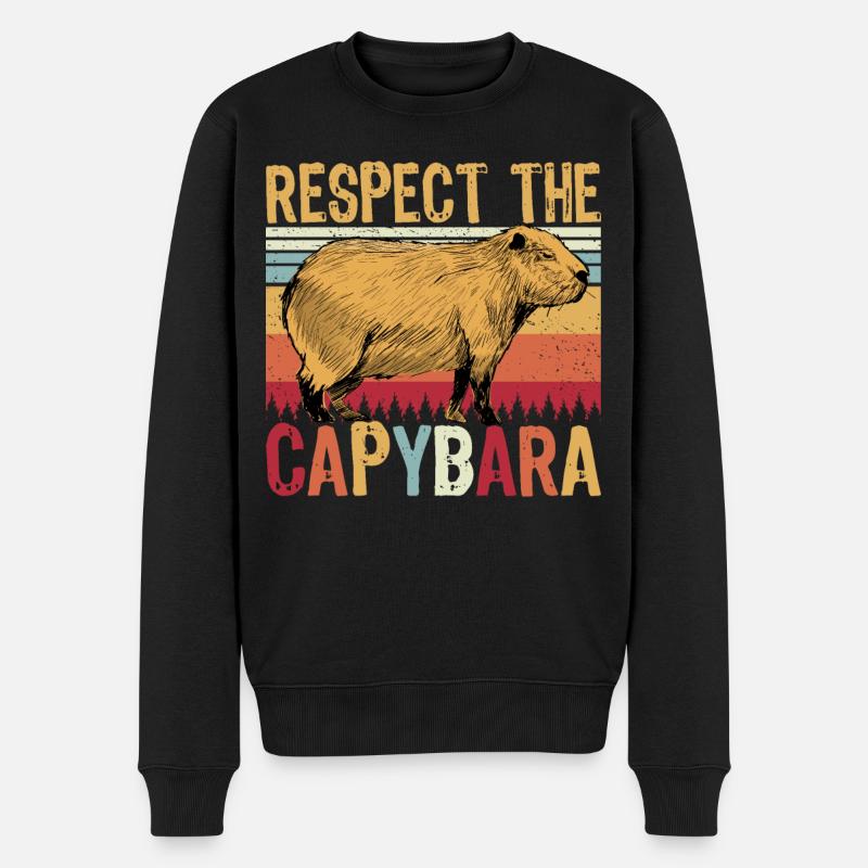 Respect The Capybara - Männer Premium Bio Pullover - Schwarz
