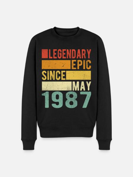 Birthday May 1987 Legendary Epic - Men's Premium Organic Jumper - black