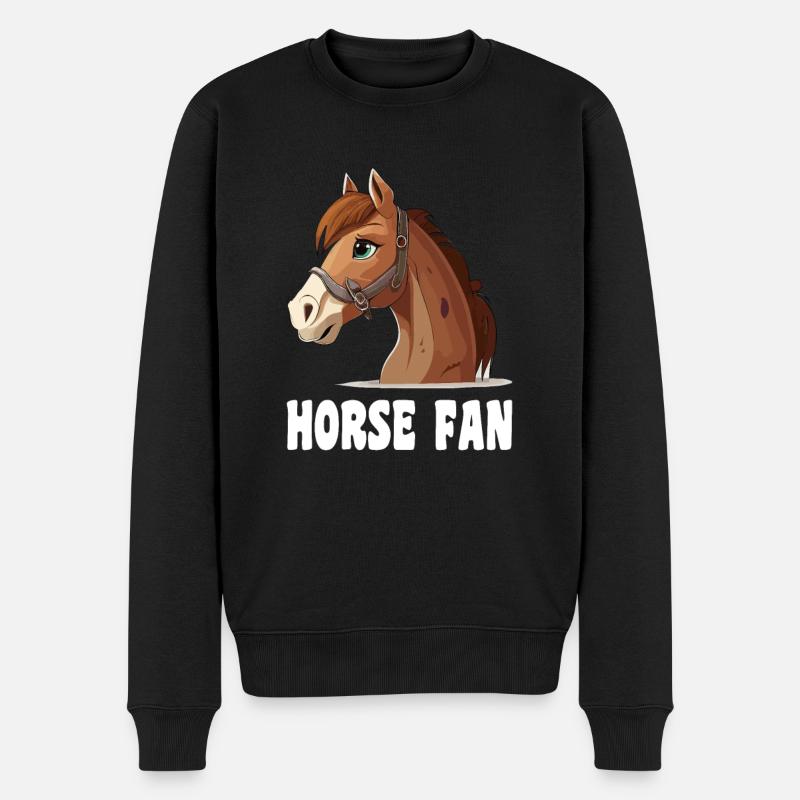 Pferd comic cartoon style - Männer Premium Bio Pullover - Schwarz