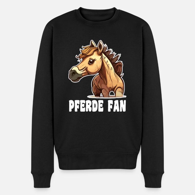 Pferd comic cartoon style - Männer Premium Bio Pullover - Schwarz