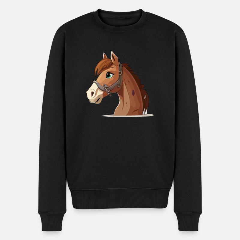 Pferd comic cartoon style - Männer Premium Bio Pullover - Schwarz