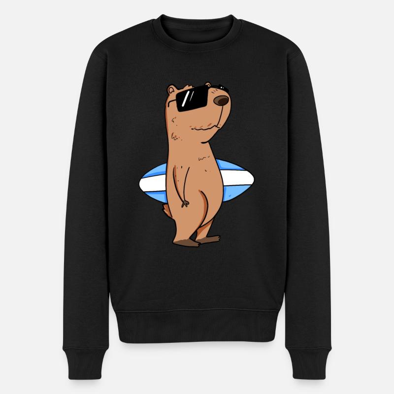 Motif de surfeur Capybara capybara - Pull Premium bio Homme - noir