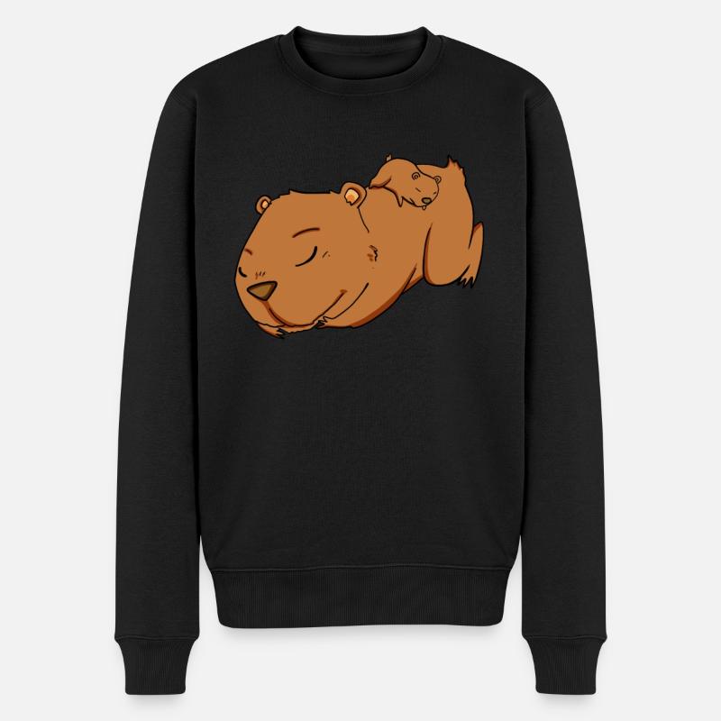 Familie - Capybara mit Baby Capybara - Männer Premium Bio Pullover - Schwarz