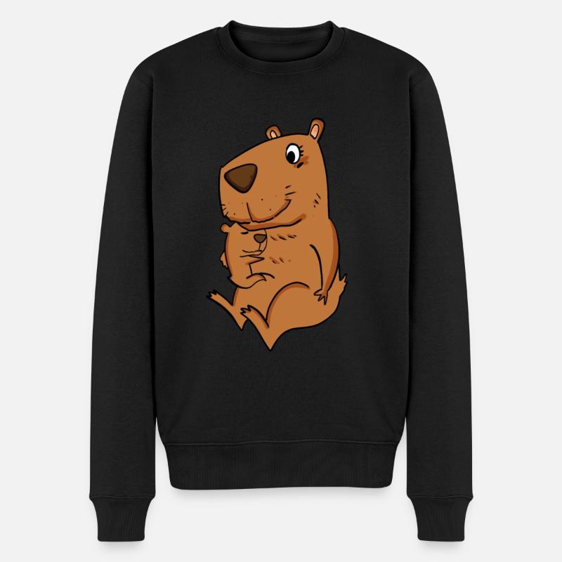 Familie - Capybara mit Baby Capybara - Männer Premium Bio Pullover - Schwarz