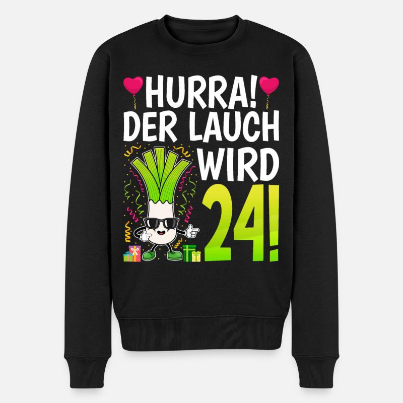Hurra der Lauch wird 24 - Männer Premium Bio Pullover - Schwarz
