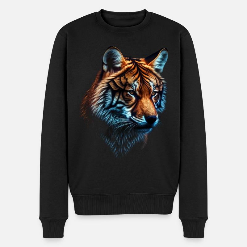 Tiger und Fuchs gemischt, Geschenk Tier Zoo Motiv - Männer Premium Bio Pullover - Schwarz