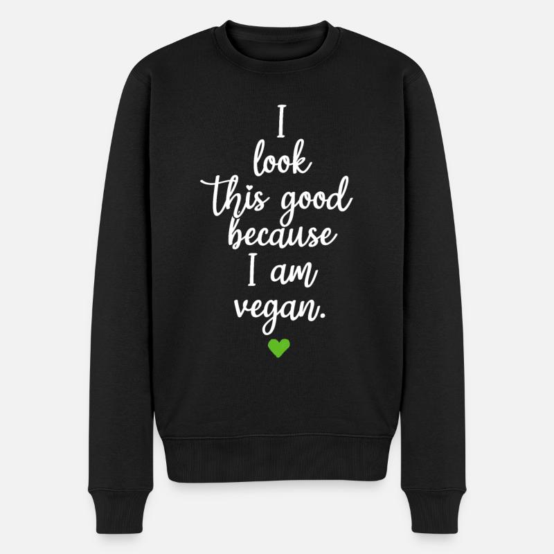 Veganer I Look This Good Because I Am Vegan Veggie - Männer Premium Bio Pullover - Schwarz