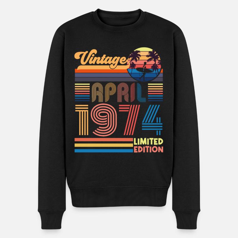 anniversaire Avril 1974 Avril. Avril 1974 Cadeau. - Pull Premium bio Homme - noir