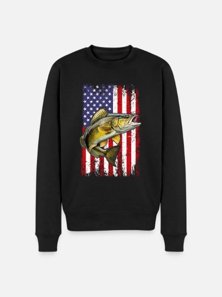 walleye American flag, Fishing - Men's Premium Organic Jumper - black