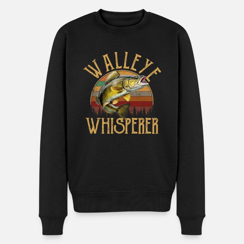 walleye whisperer, Fishing - Männer Premium Bio Pullover - Schwarz