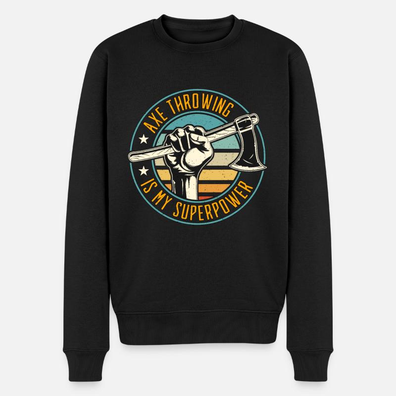Axe Throwing Is My Superpower Double Ax Woodworker - Männer Premium Bio Pullover - Schwarz